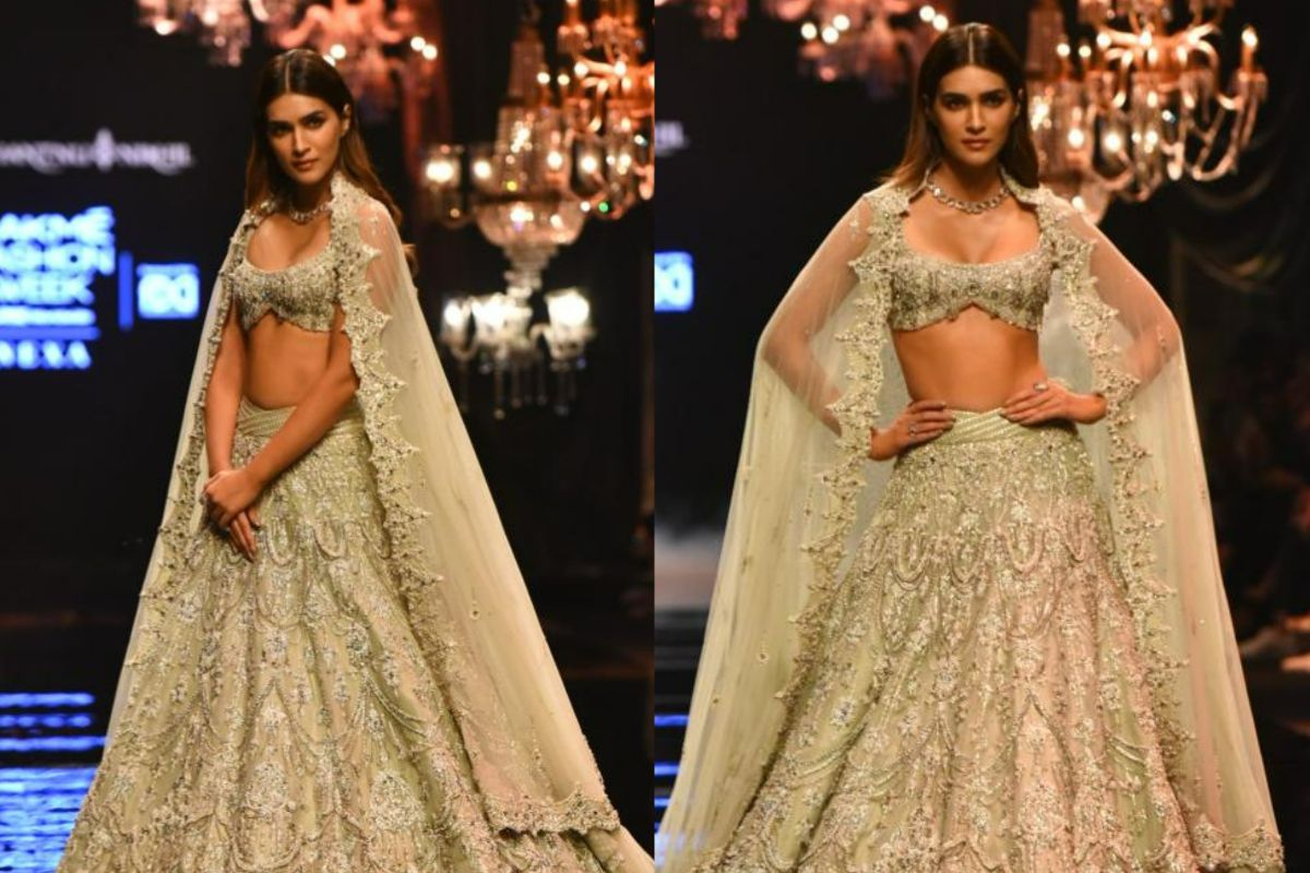 Kriti Sanon Looks Mesmerizingly Hot In Silver Embellished Lehenga As She Walks Ramp At LFW 2022