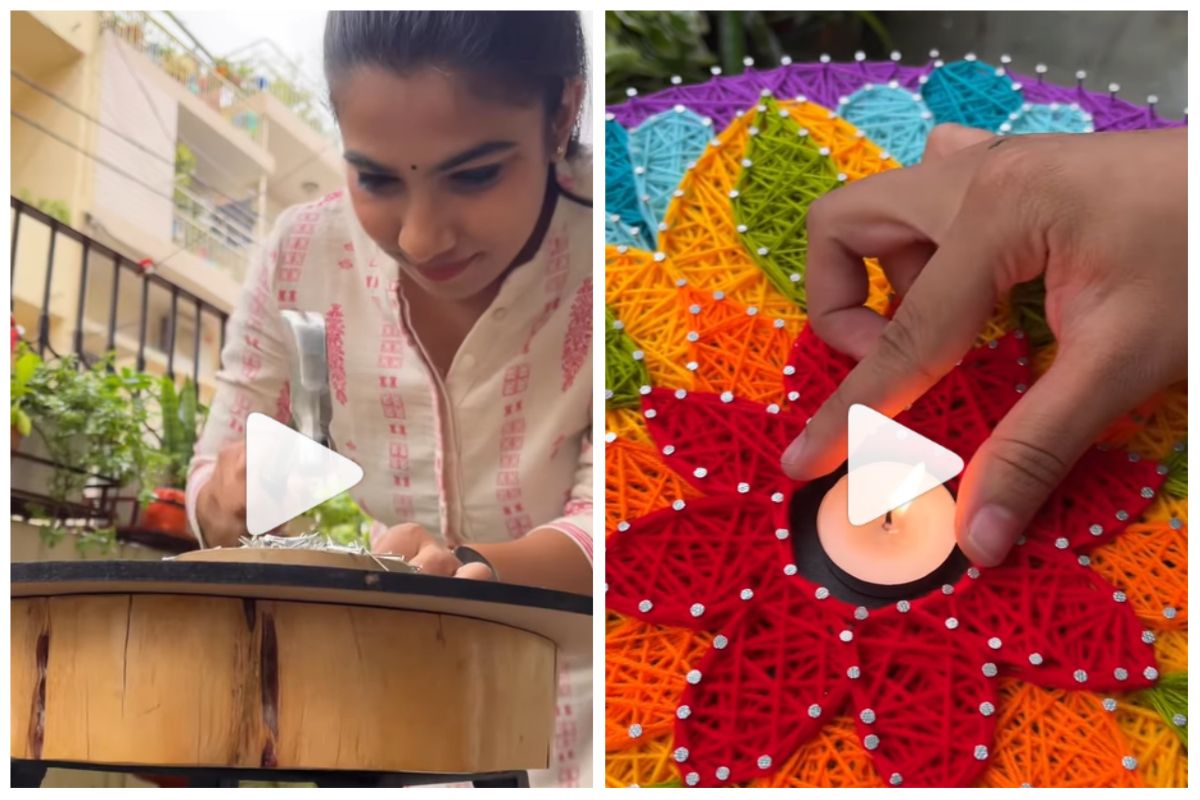 Not Colours or Flowers, Delhi Woman Makes Exquisite Rangoli With ...