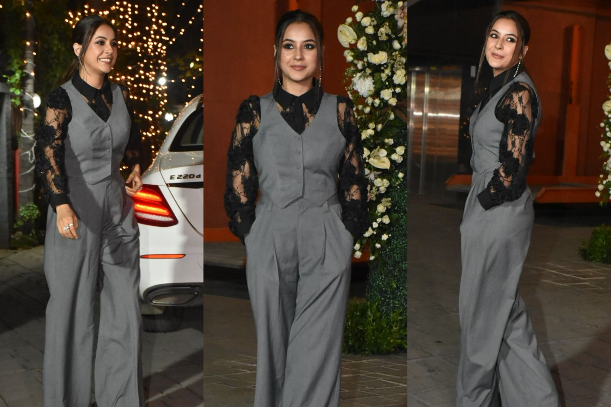 Shehnaaz Gill flaunts her bossy look at Aayush Sharma's birthday party (Photo Courtesy: Viral Bhayani)