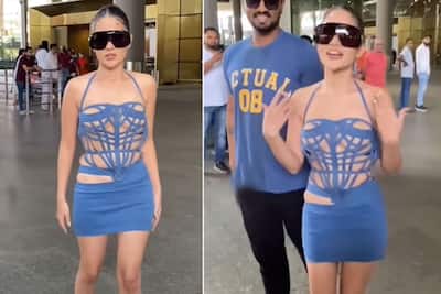 Urfi Javed Goes Bold in Blue Cut-Out Mini Dress With Giant Black Shades at The Airport Netizens Ask Job Milgayi Kya - WATCH Viral Video Urfi Javed Goes Bold in Blue Cut-Out Mini Dress With Giant Black Shades at The Airport Netizens Ask Job Milgayi Kya - WATCH Viral Video