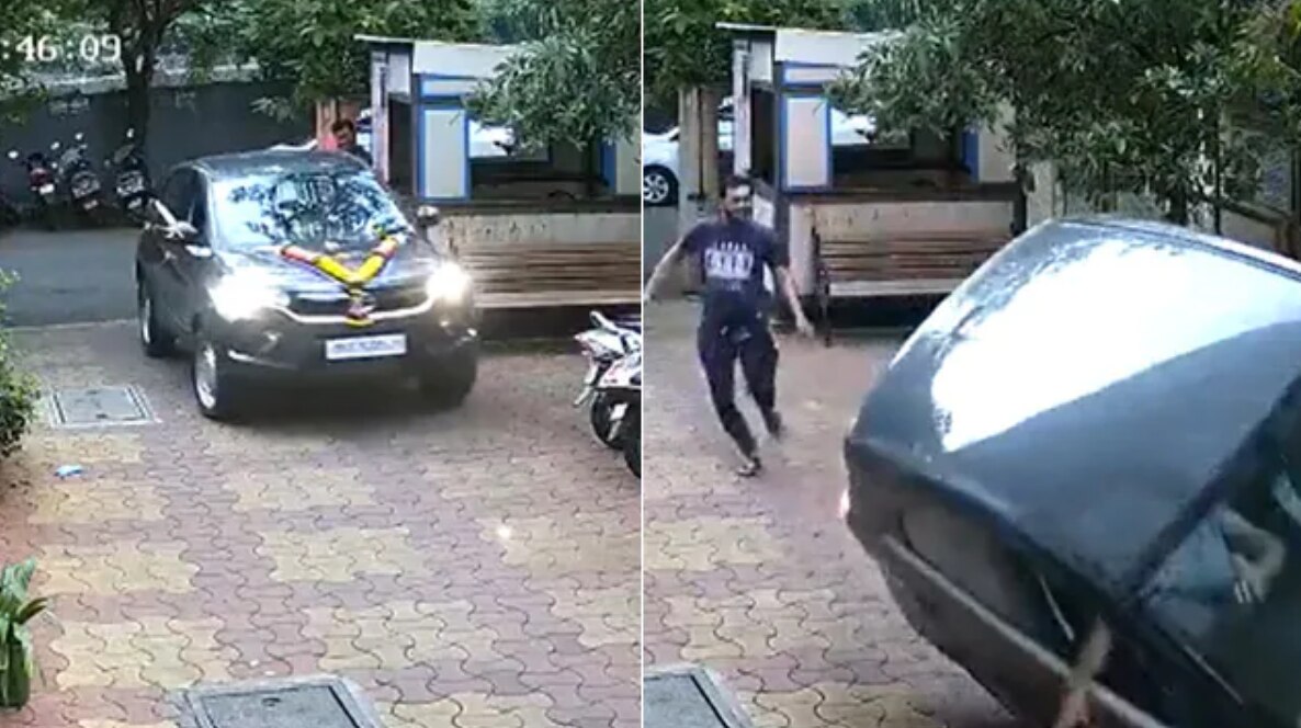 Grand Arrival: Brand New Car Crashes Into Row of Parked Bikes in Mumbai ...