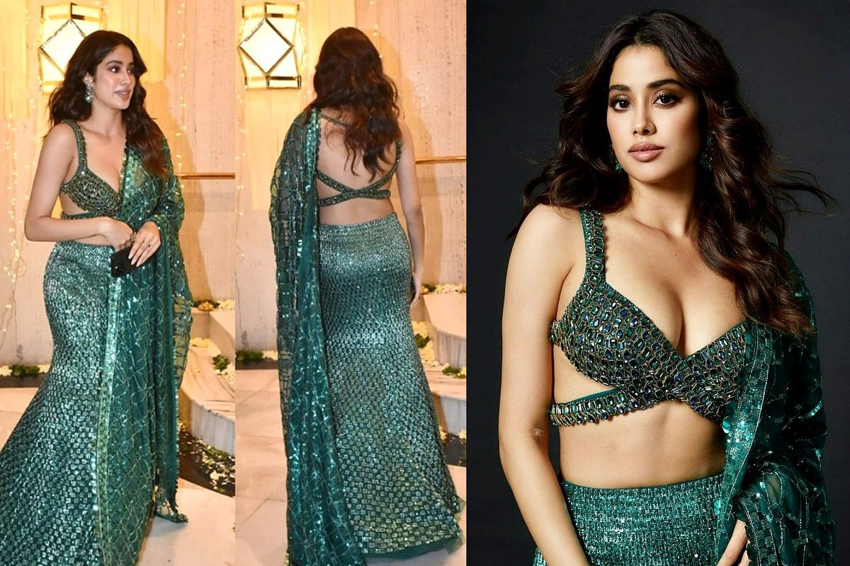 Janhvi Kapoor Steals The Show in Sultry Mermaid Lehenga With Hot Cut-Outs  at Manish Malhotra Diwali Bash