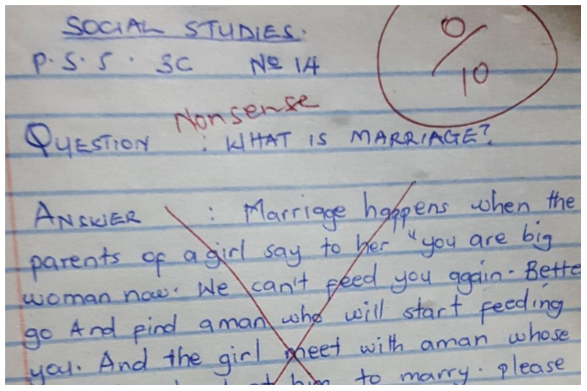 This Students Hilarious Essay on What is Marriage Will Make You Laugh Hard  | See Tweet
