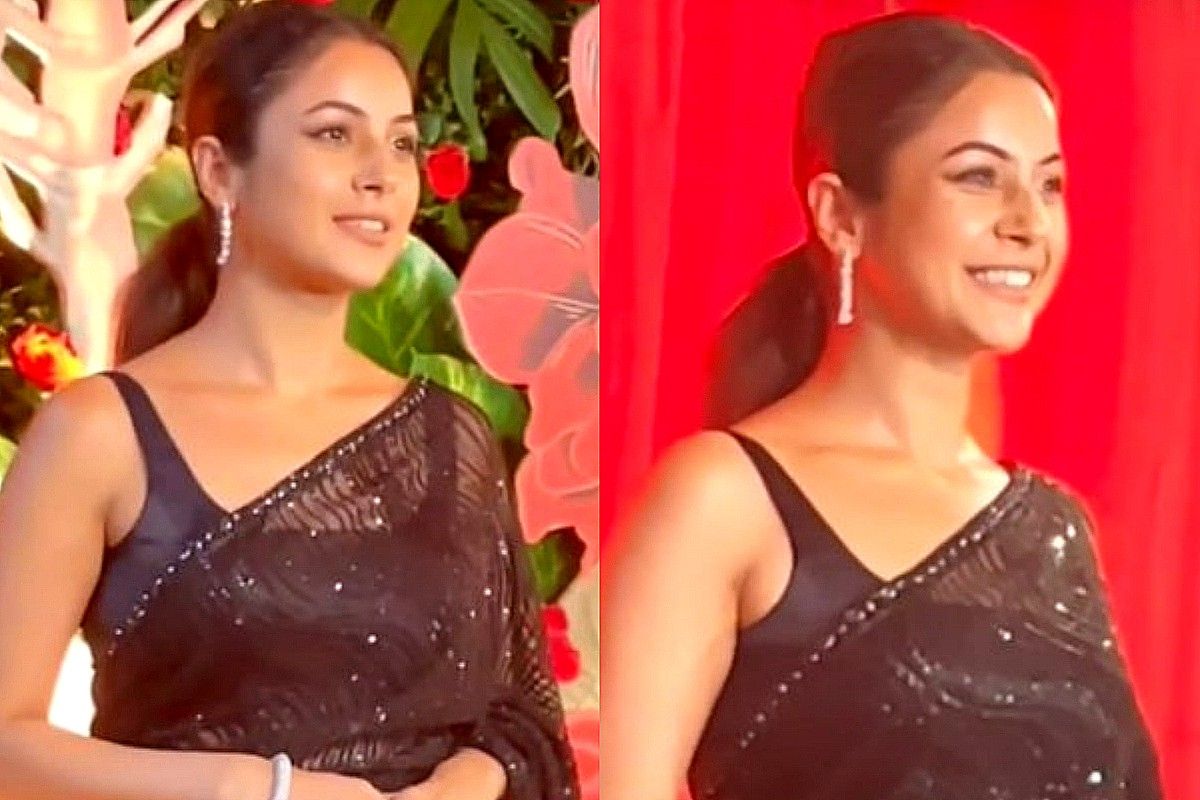 Shehnaaz Gill stuns in black sequin saree at Ramesh Taurani's Diwali party