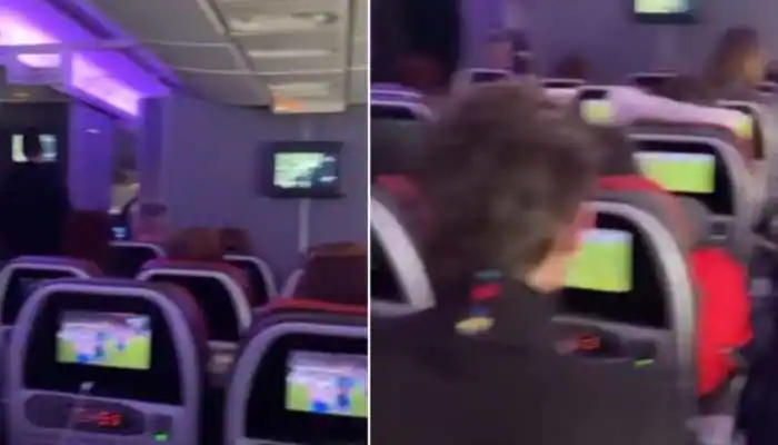 VIRAL VIDEO OF FULL FLGHT OF PASSENGERS WATCHING FIFA WORLD CUP 2022 MATCH LIVE