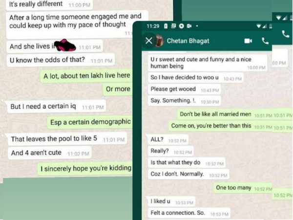 Urfi Javed shared Chetan Bhagat's leaked Whatsapp chat