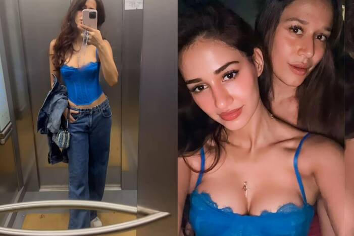 Disha Patani Looks Weekend Ready in Sexy Blue Corset Top And Denim With Tiger Shroff's Sister Krishna - Watch Viral Clip
