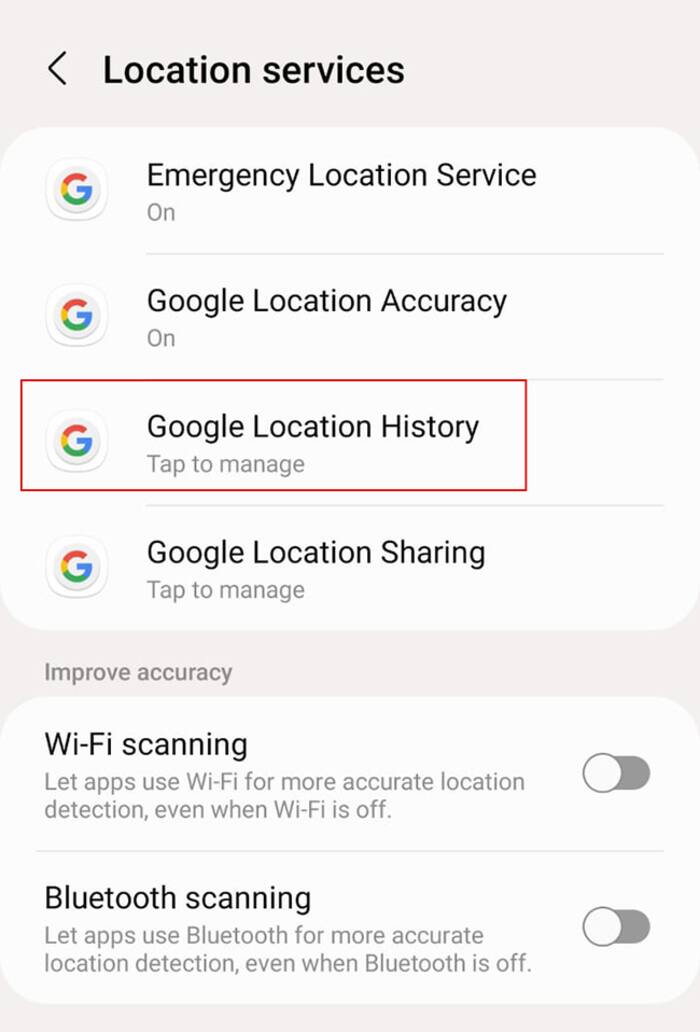 Location Setting History