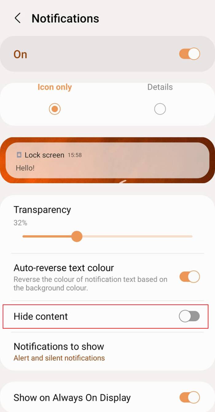 Sensitive Content on lock screen Hide content