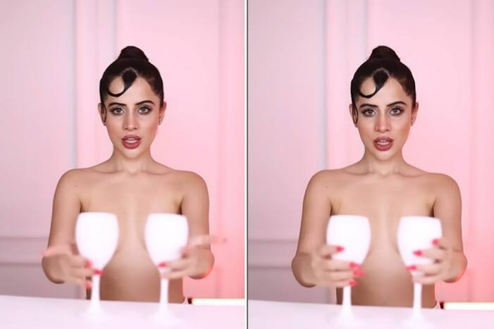 Urfi Javed Goes Full Nude And Strategically Places Wine Glasses in Viral Video, Watch