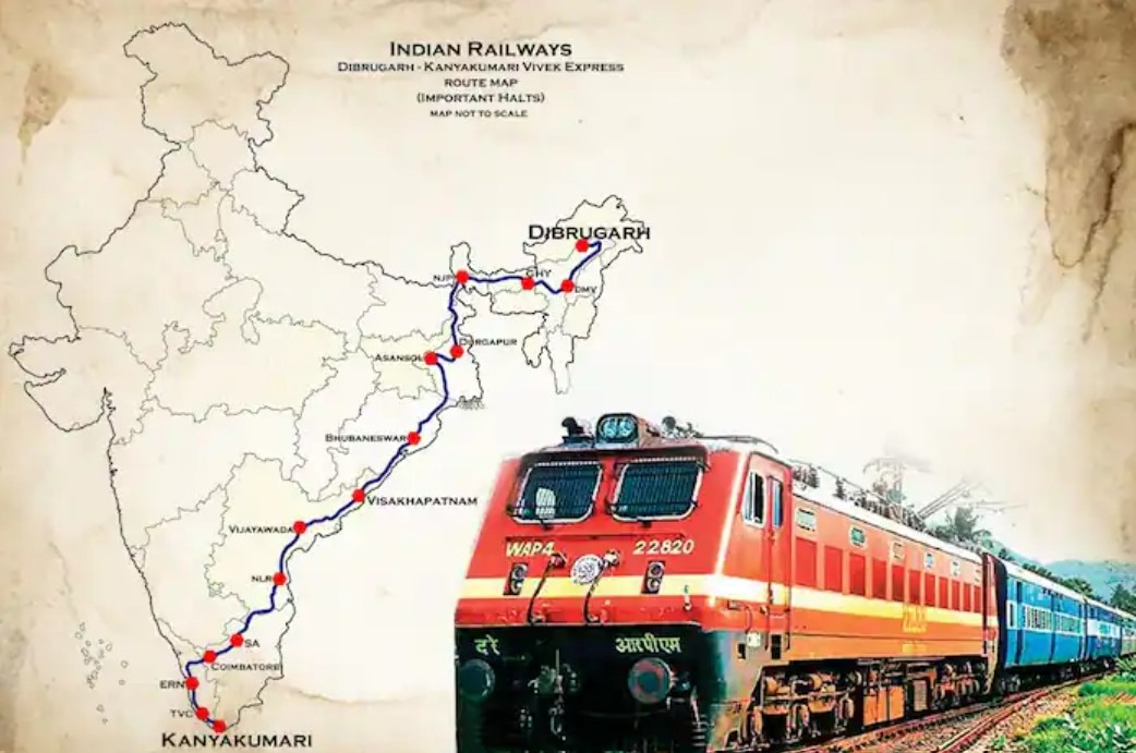 longest train travel india
