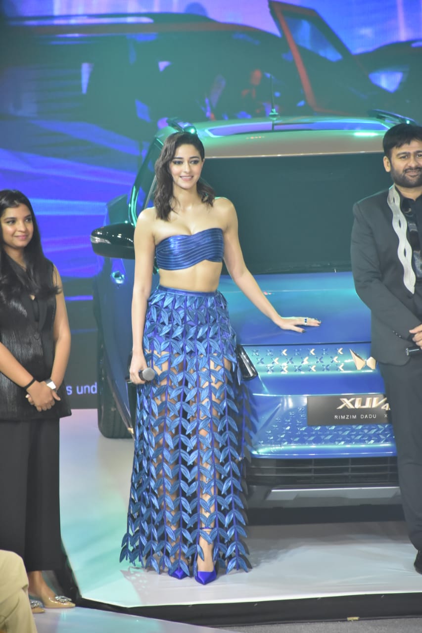 Ananya Panday Launches Car in Blue Tube Top And Transparent Skirt