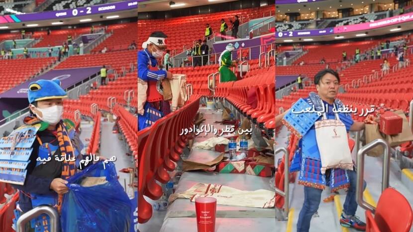 VIRAL VIDEO OF JAPANESE FANS CLEANING STADIUM AFTER FIFA WORLD CUP OPENING MATCH