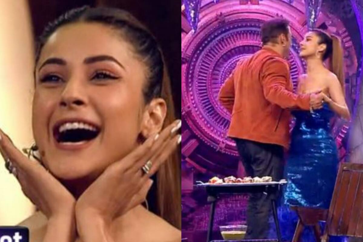 Shehnaaz Gill in Sexy Blue Off-Shoulder Dress Dances With Salman Khan on  Dil Diyan Gallan - Watch Romantic Video