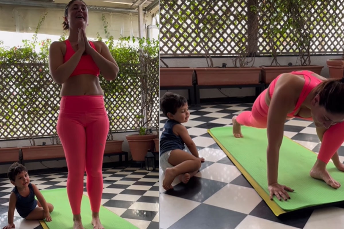 Kareena Kapoor Khan’s Son Jeh Ali Khan Turns Cute Yoga Partner While Bebo Performs Ashwa Sanchalanasana - Watch Viral Clip