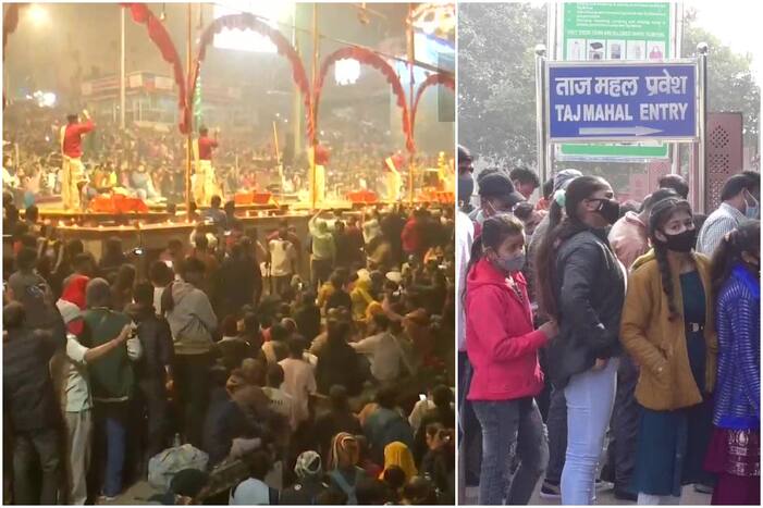 New Year Celebration 2023: नए साल का जश्न मनाने पर्यटन स्थलों पर उमड़े लोग, ताजमहल, इंडिया गेट और मंदिरों में भी भीड़