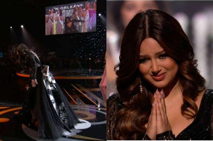 Harnaaz Sandhu Trips And Gracefully Walks on Miss Universe 2022 Stage, Does Namaste in Emotional Video