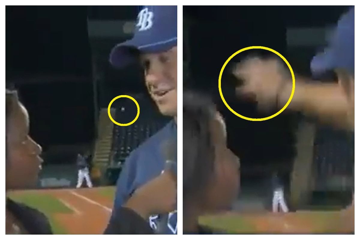 Viral Video Super Fast Reflexes Save Baseball Player And Woman Reporter