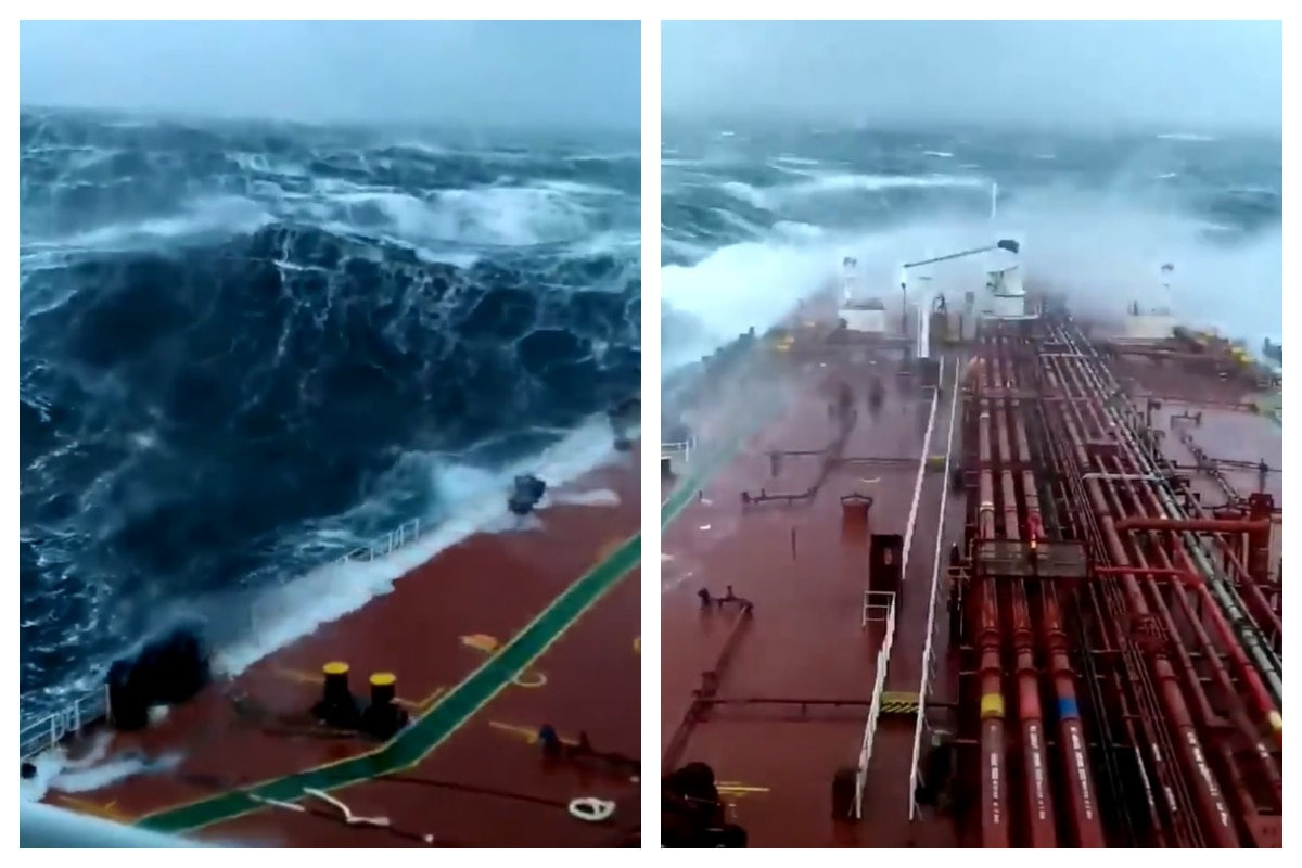 Viral Video Gigantic Sea Waves Make Huge Ship Shake Like A Toy Watch
