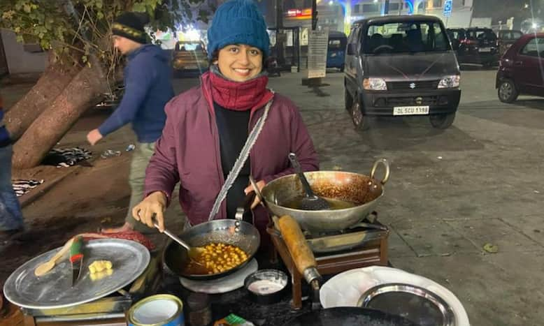 The woman with a master's degree in English quit her job at the British Council to run a tea stall in Delhi.  The internet is divided