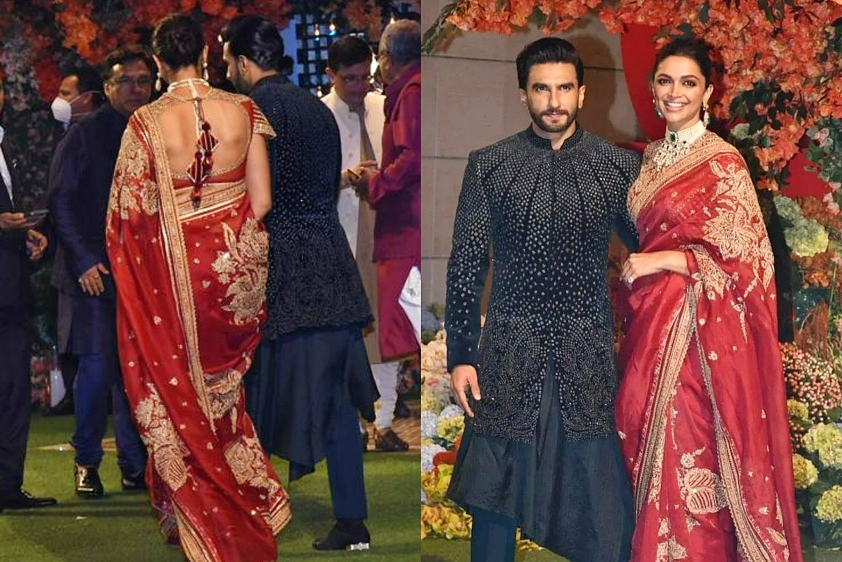 Buy Bollywood Deepika Padukone inspired multi color crushed saree in UK,  USA and Canada