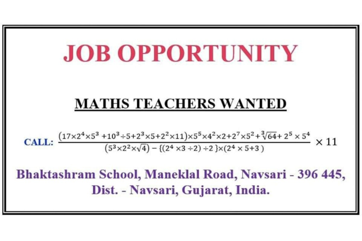 Gujarat School Hides Phone Number within Equation in Unique Ad for ...