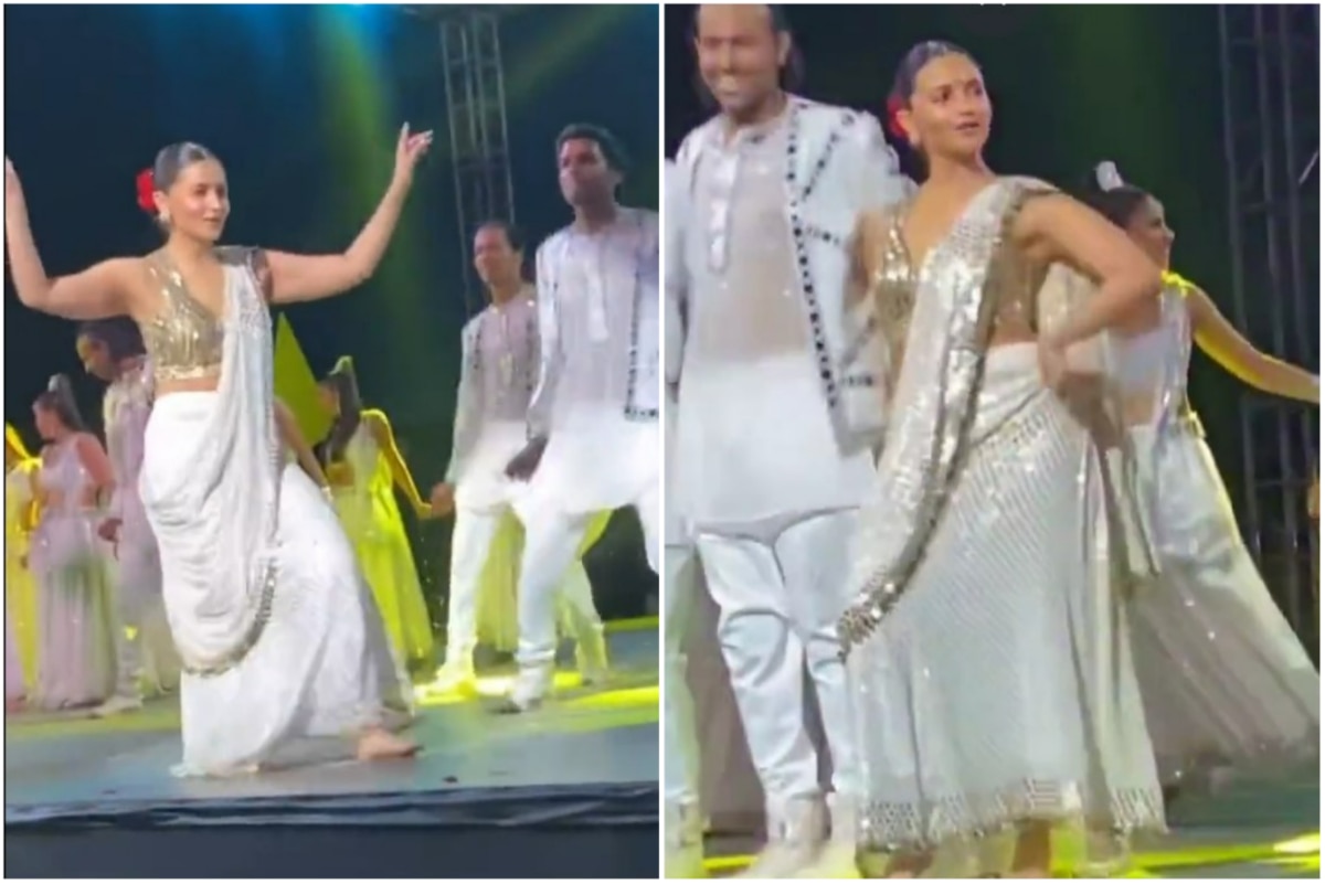 Alia Bhatt Sets The Stage on Fire With Her Naatu Naatu Dance in White Blingy Saree – Watch Viral Video