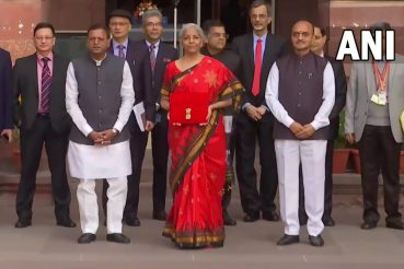 Nirmala Sitharaman wears a red silk saree while presenting Budget 2023 (Photo: ANI)