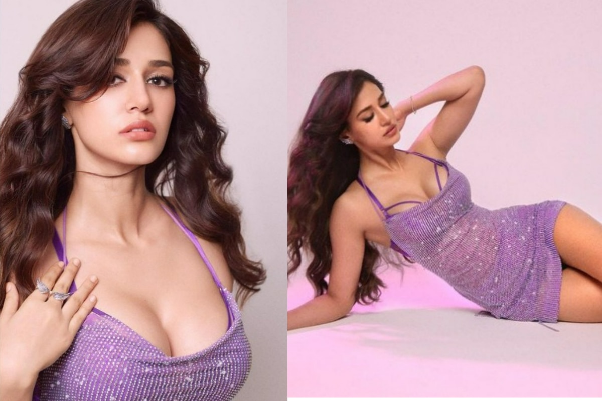 Rashi Nude - Disha Patani Turns Stylish Valentines Day Treat in SEXY Purple Mini Dress  With Plunging Neckline