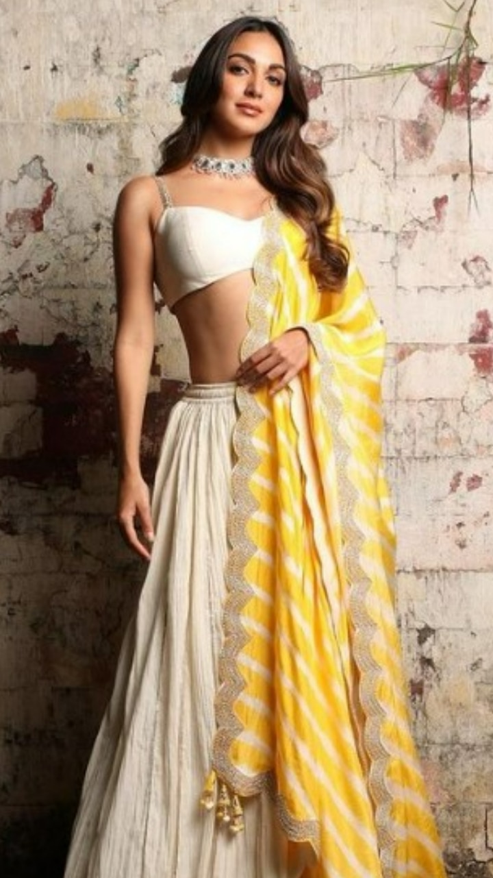 Kiara Advani looks resplendent in white lehenga paired with yellow  embroidered dupatta, fans love it