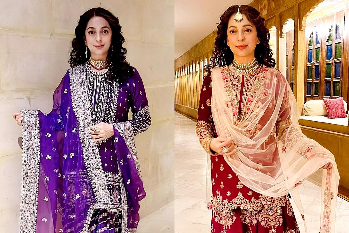 Juhi Chawla Shares New Pics From Sid-Kiara Jaisalmer Wedding, Check Out Her  Mehendi Look in Purple Gharara Set