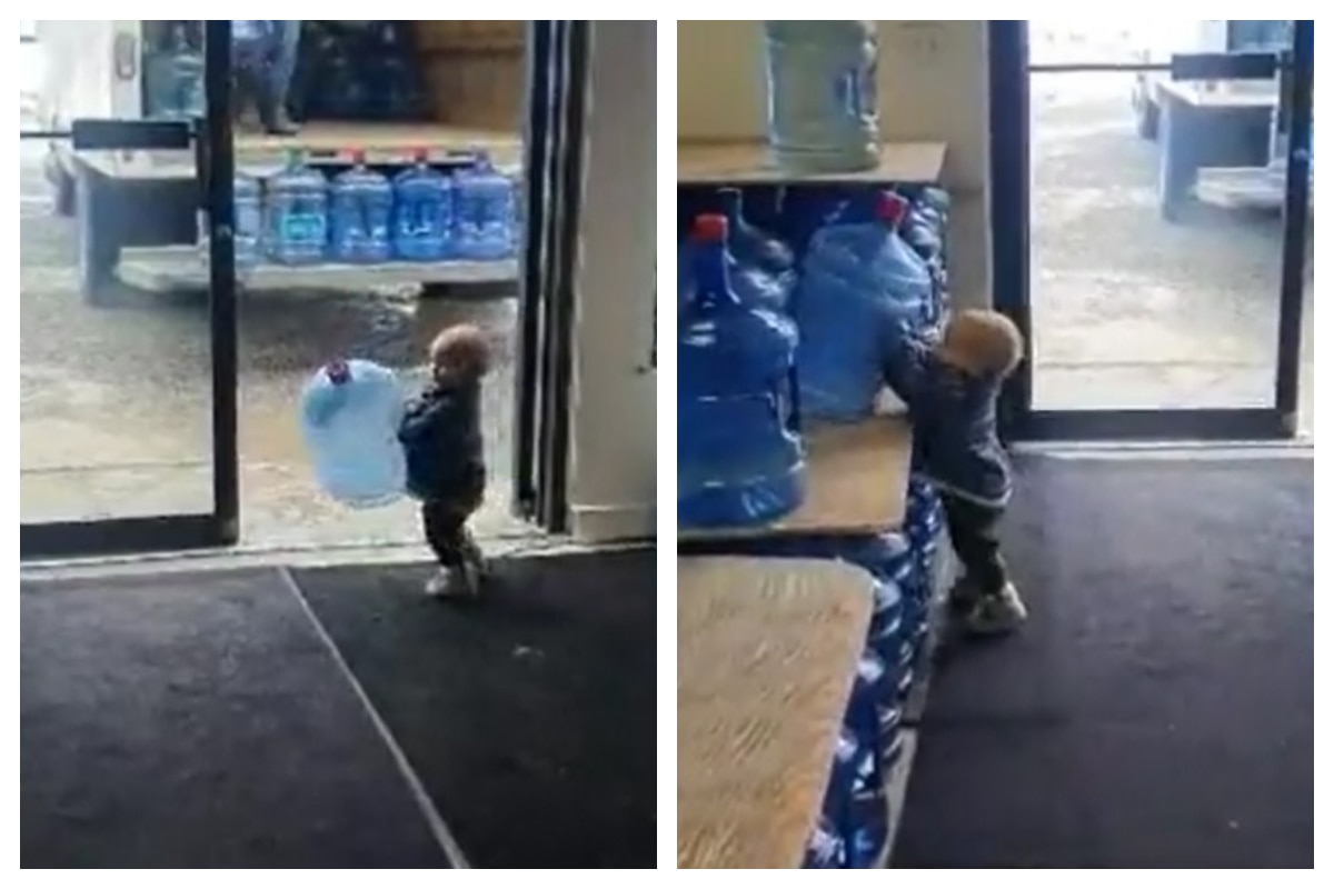 Viral Video Of Toddler Helping His Mother With Lifting Water Jars Is ...