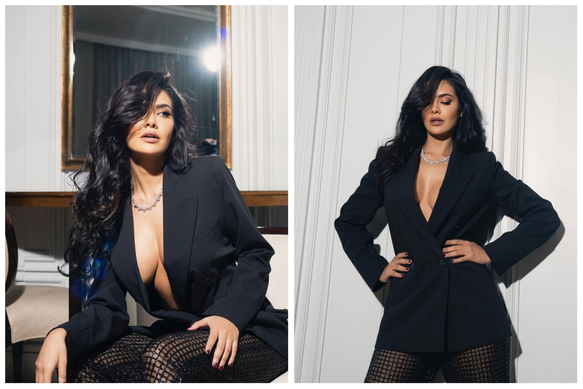 Esha Gupta Maximises Hotness in Bold Black Blazer And Sexy Netted Stockings, See Pics