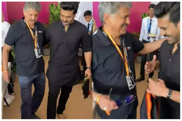 RRR Actor Ram Charan Teaches Naatu Naatu Hookstep to Anand Mahindra at Hyderabad