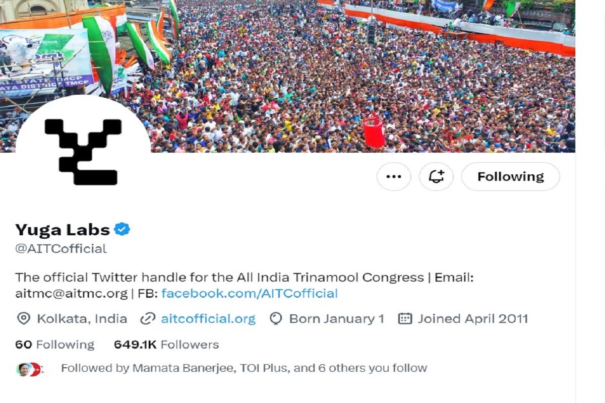 Аккаунт Твиттера Всеиндийского Конгресса Тринамула взломан;  Название изменено на «Юга Лабс»