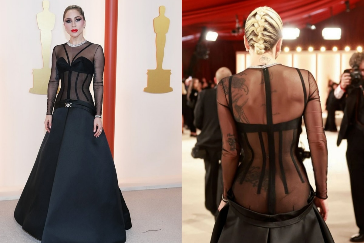 No Underwear! Lady Gaga Makes Bare-Bum Appearance at Oscars 2023 in Sheer Black Corset Dress - See Viral PICS
