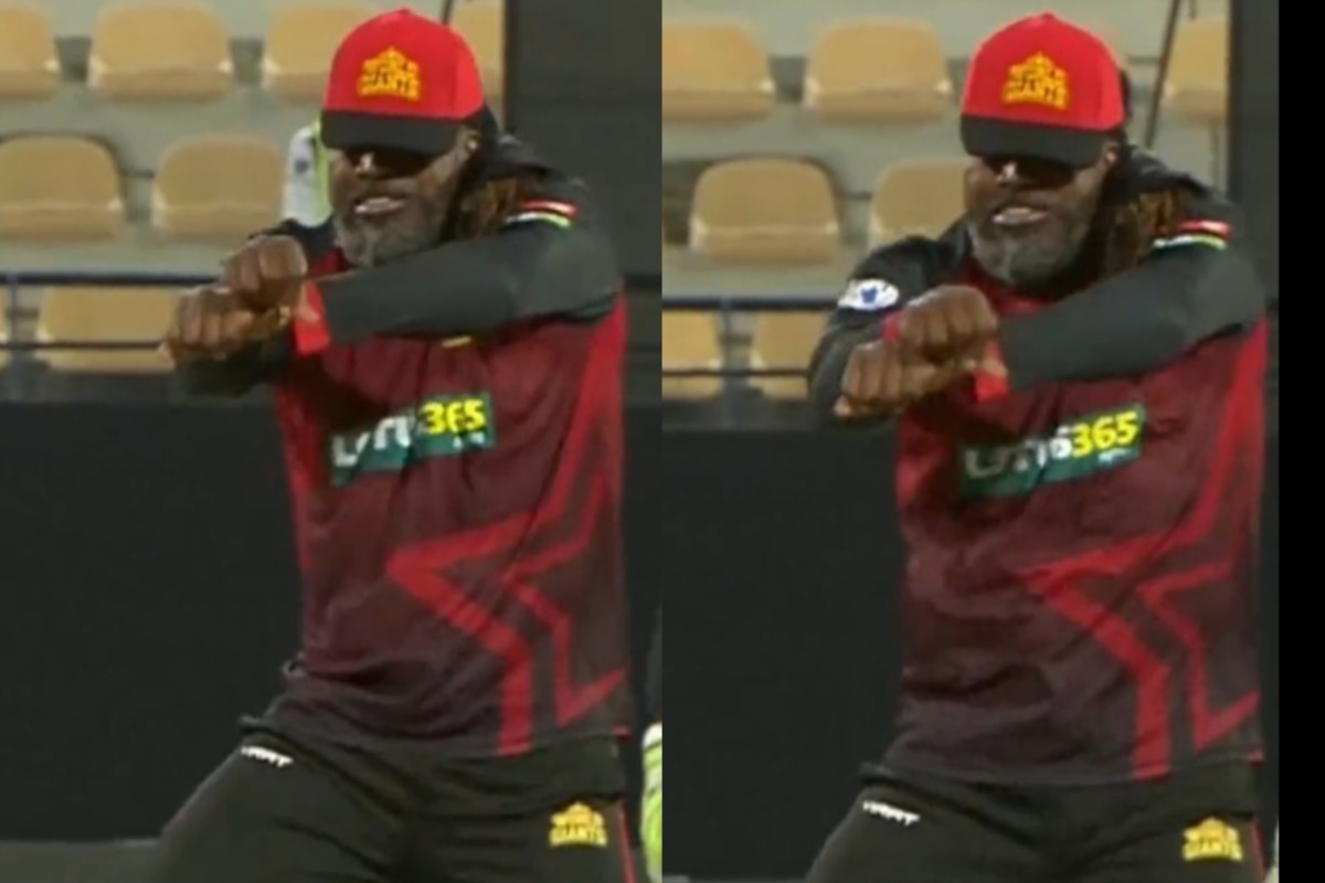 Gayle Dances On Gangnam Style During World Giants vs India Maharajas Game | Video