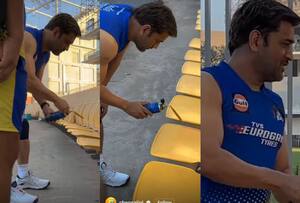 MS Dhoni And His Love For Yellow: Thala Paints MA Chidambaram Stadium Chairs  | Watch Video