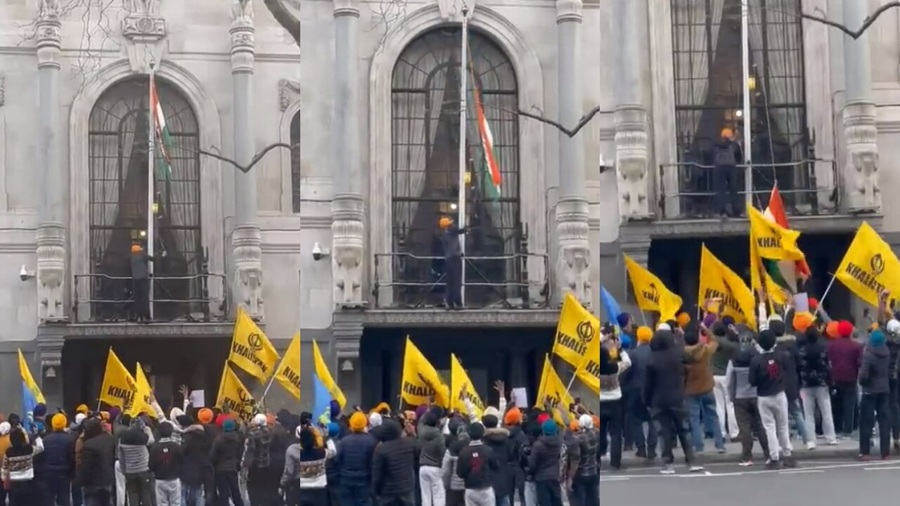 Khalistani Protestors Take Down Tricolour, Attempt To Storm High Commission In London