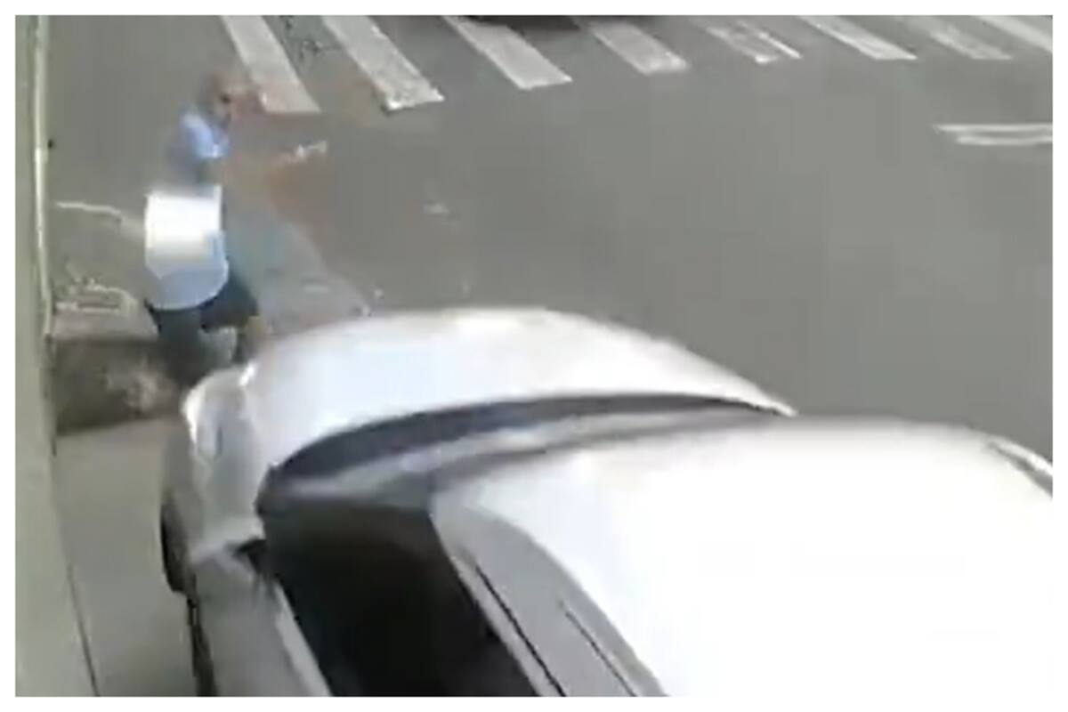 Speeding Car Almost Crushes Elderly Man He Escapes By Hairsbreadth Shocking Video Surfaces
