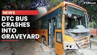 DTC Bus Crashes Into Graveyard In Delhi’s Khan Market - Watch Video