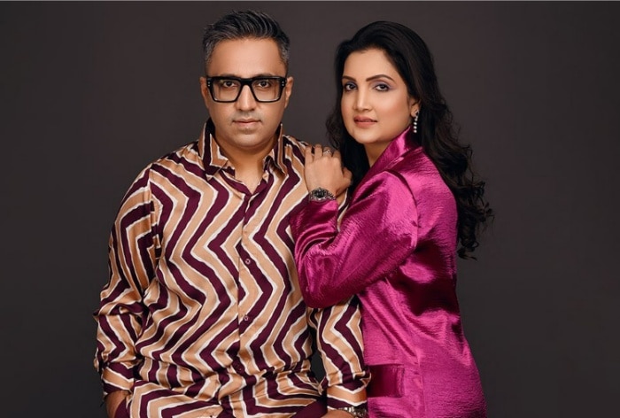 Ashneer Grover poses with his wife Madhuri Jain for a photoshoot (Photo: Instagram/ Ashneer Grover)