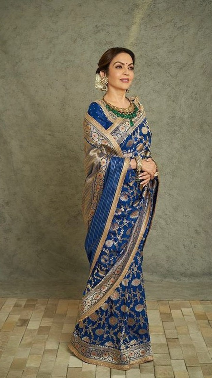 CM - Royal Blue Colour Lichi Silk Saree - Silk Sarees - Sarees - Indian