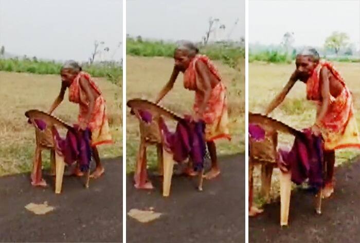 70 Year Old Odisha Woman Walks Barefoot To Collect Pension From Bank Watch 9766