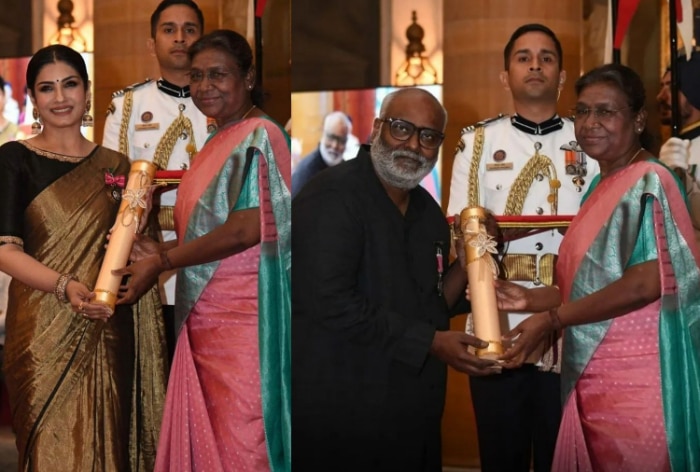 Read more about the article Raveena Tandon, MM Keeravani Receive Padma Shri, Share Photos With SS Rajamouli And Others