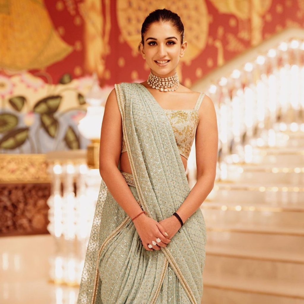Radhika Merchant's Aqua blue saree is to die for!