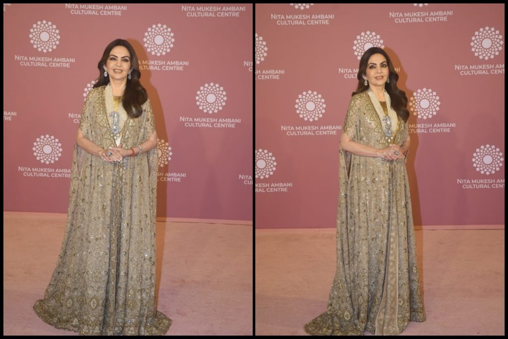 Nita Ambani exudes glam in golden statement floor sweeping gown 