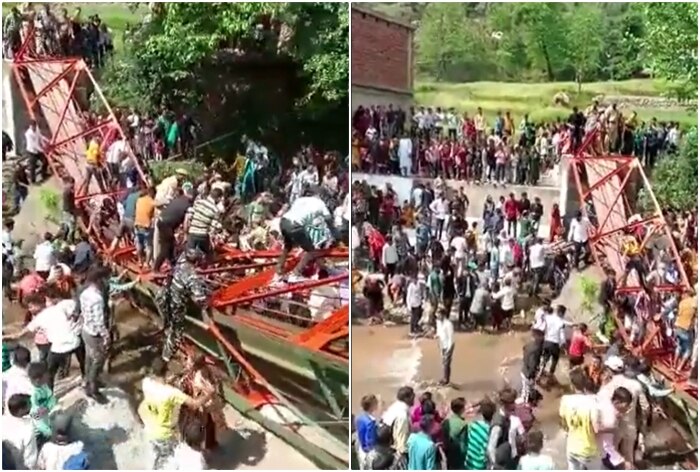 Footbridge Collapsed: जम्मू-कश्मीर के उधमपुर में बैसाखी सेलिब्रेशन के दौरान  फुटओवर ब्रिज गिरा, कई लोग घायल | VIDEO