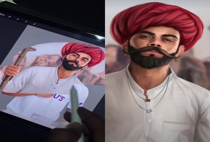 Read more about the article Want to See Virat Kohli In Rajasthani Look? Check This Artists Work That Has Gone Viral