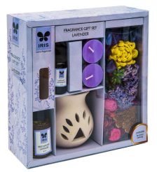 Lavender Ceramic Burner & Tealight Candles Decor Gift Set 